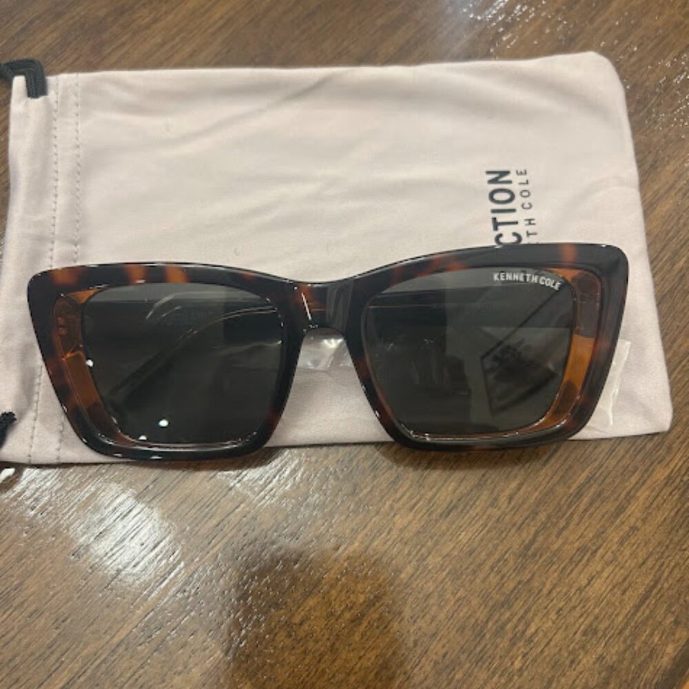 NWT Kenneth Cole Brown Tortoise Cat-Eye Sunglasses - Chic & Timeless - Picture 4 of 7